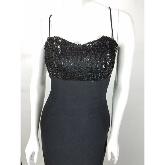 Vintage Jay Herbert Dress Size 12 Black Cocktail Party Dress Sweetheart Sequins - Picture 3 of 10